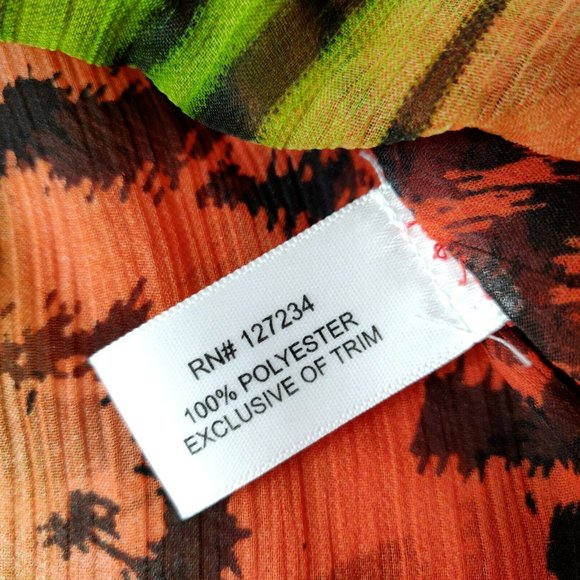 Boston Proper Animal Print Floral Beaded Poncho Top Size 18 V-Neck Sheer Chiffon - Picture 5 of 6